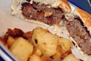 Bacon Stuffed Burgers and Hot German Potato Salad