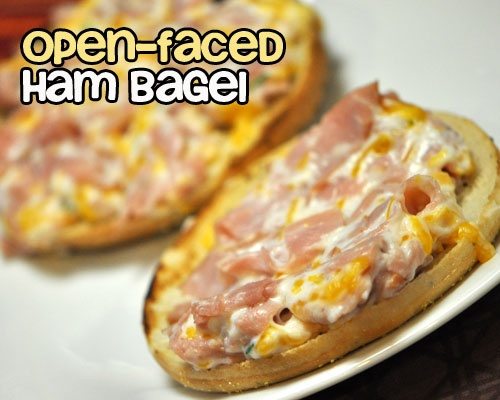 Open Faced Ham Bagel