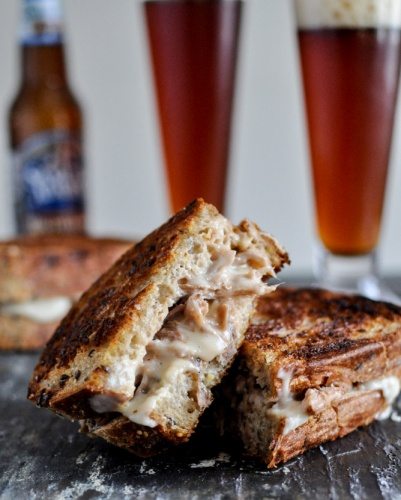 Pulled Pork Beer Cheese Grilled Cheese Sandwiches