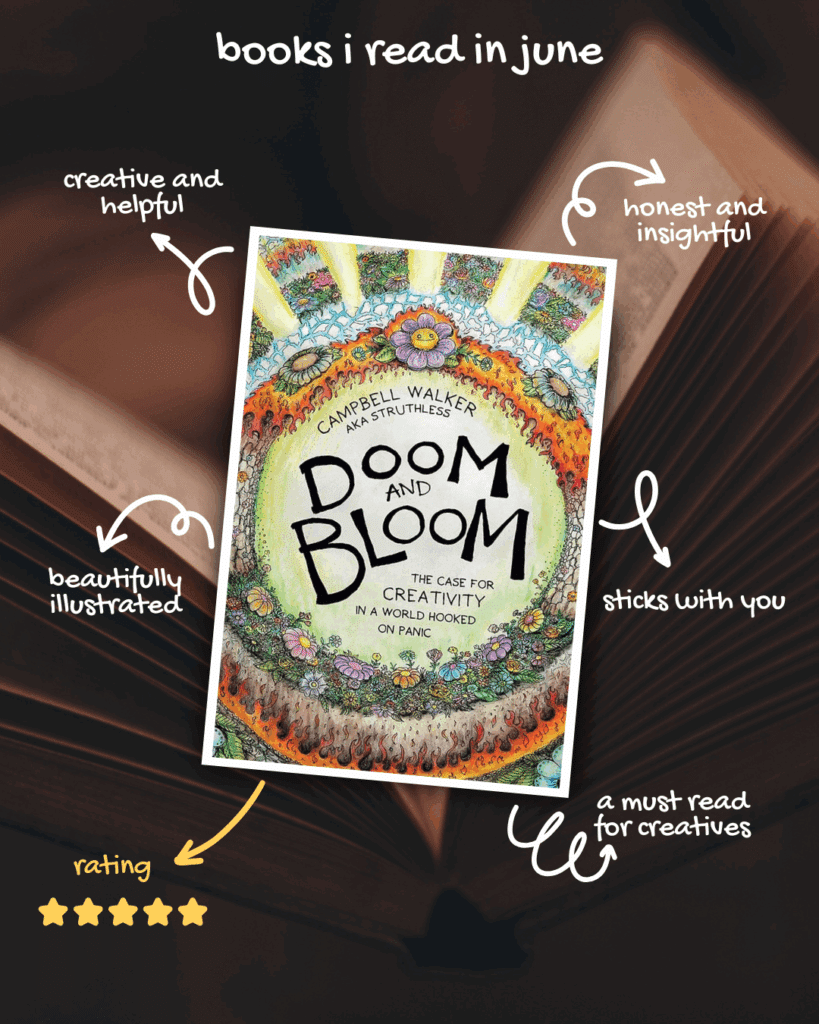 Doom and Bloom is a honest and insightful look at the creative life in the world full of doomscrolling. This is a beautifully illustrated must read manual for creatives to make it out alive.